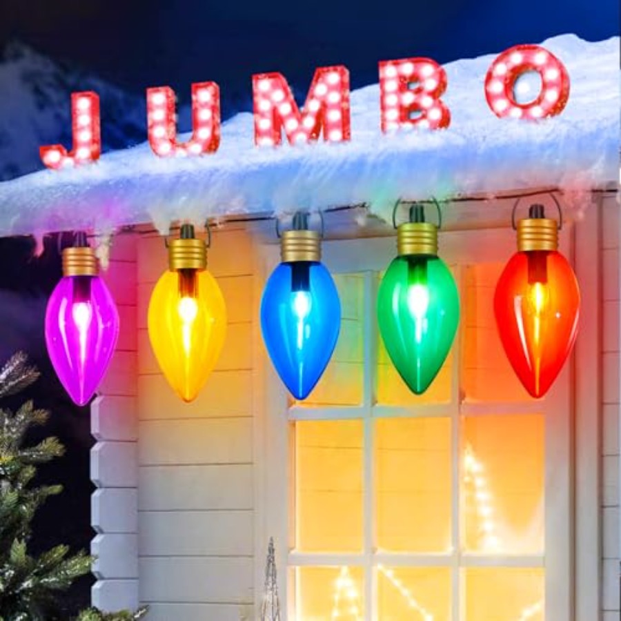 Xmas Outdoor Lighting Decorations - 11Feet 5 LED Super Jumbo Christmas
