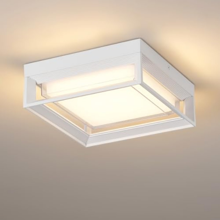 Outdoor Lighting Led Fixtures - White Square Flush Mount Outdoor LED
