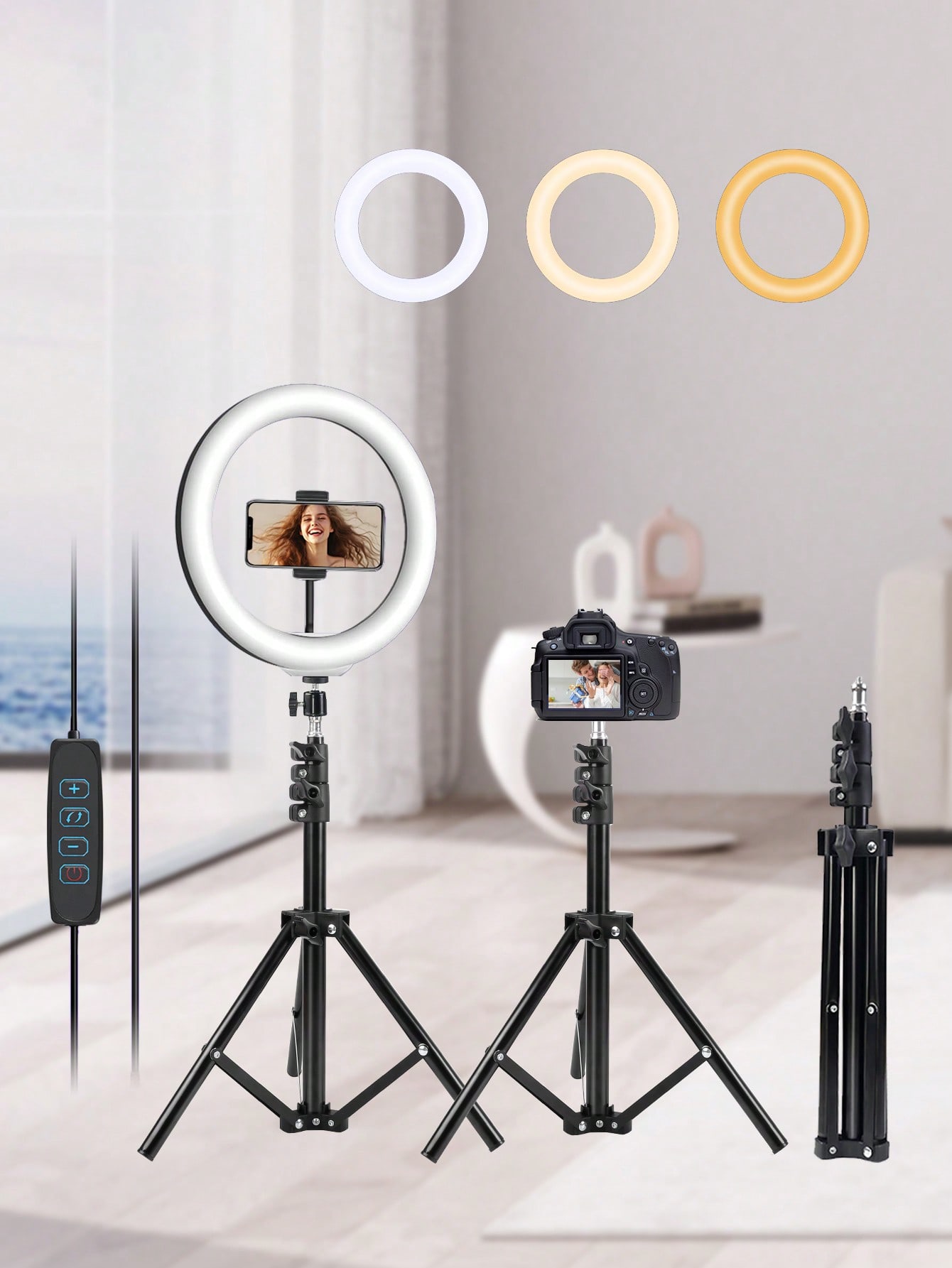 Outdoor Lighting Kit Photography - 10 Inch 3 Color Modes LED