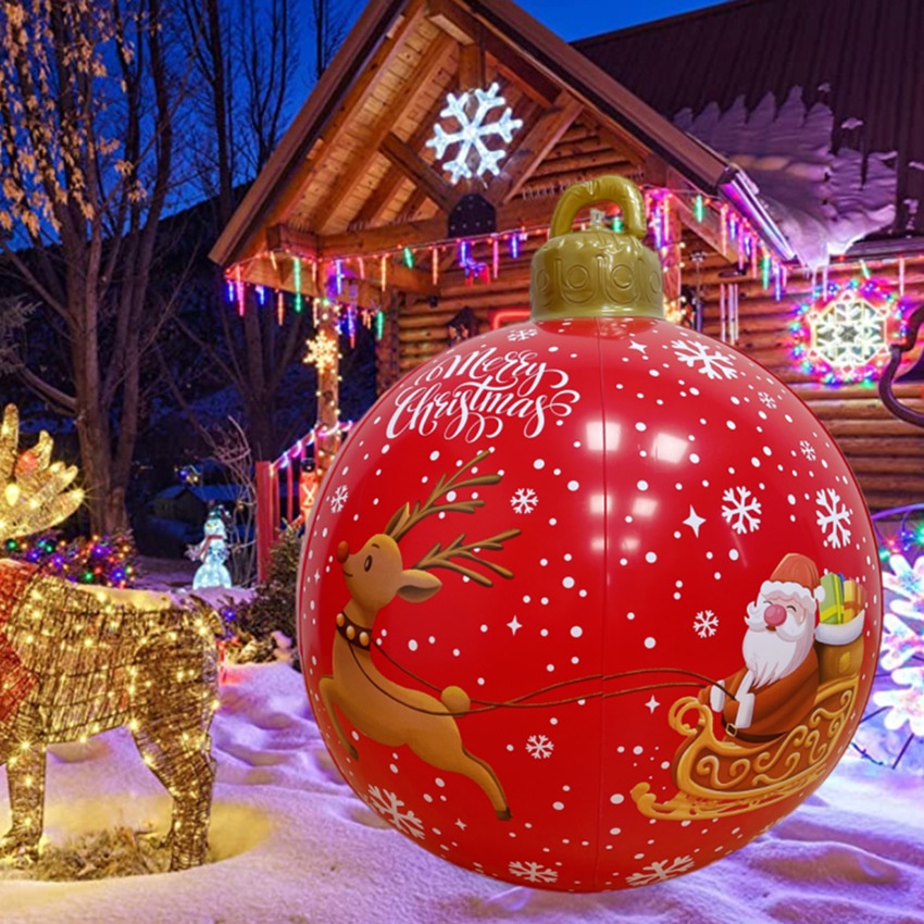 Xmas Outdoor Lighting Decorations - 60cm Christmas Outdoor Decorated Inflatable Ball