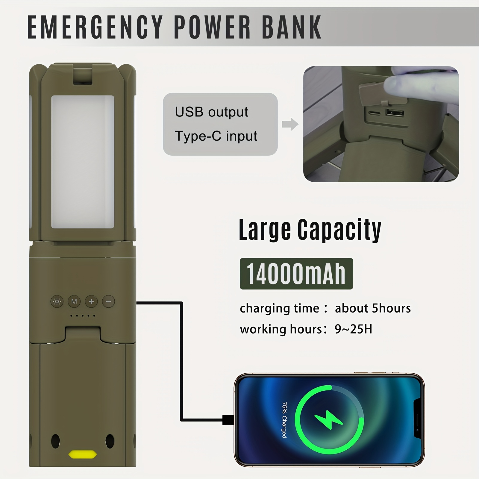 Camping Lantern, 14000mAh Rech - Outdoor Lighting Lamps のレビューと価格