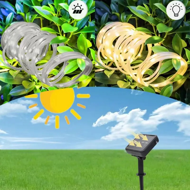 Solar Xmas Rope Light Outdoor  - Xmas Outdoor Lighting Decorations のレビューと価格
