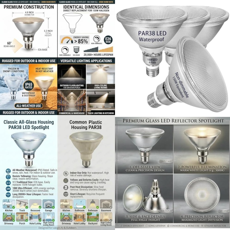 Glass Reflector PAR38 LED Bulb - Led Flood Light のレビューと価格