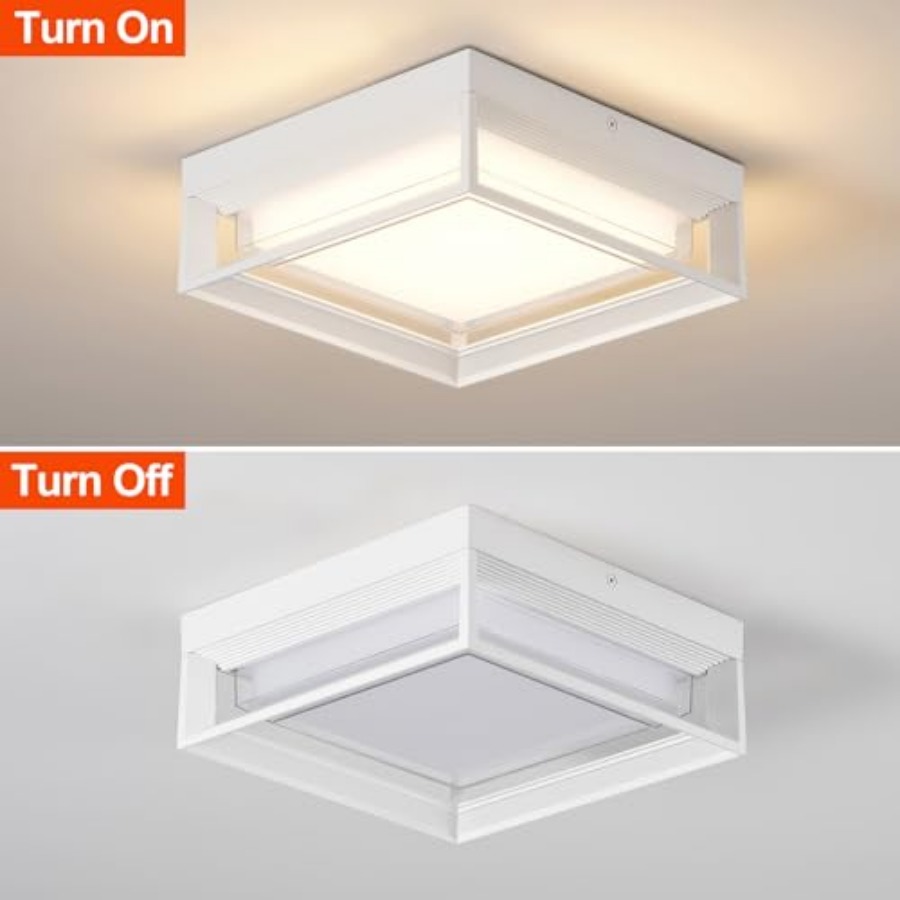 White Square Flush Mount Outdo - Outdoor Lighting Led Fixtures のレビューと価格