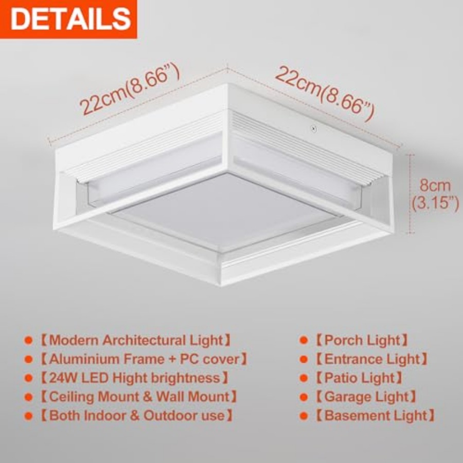 White Square Flush Mount Outdo - Outdoor Lighting Led Fixtures のレビューと価格