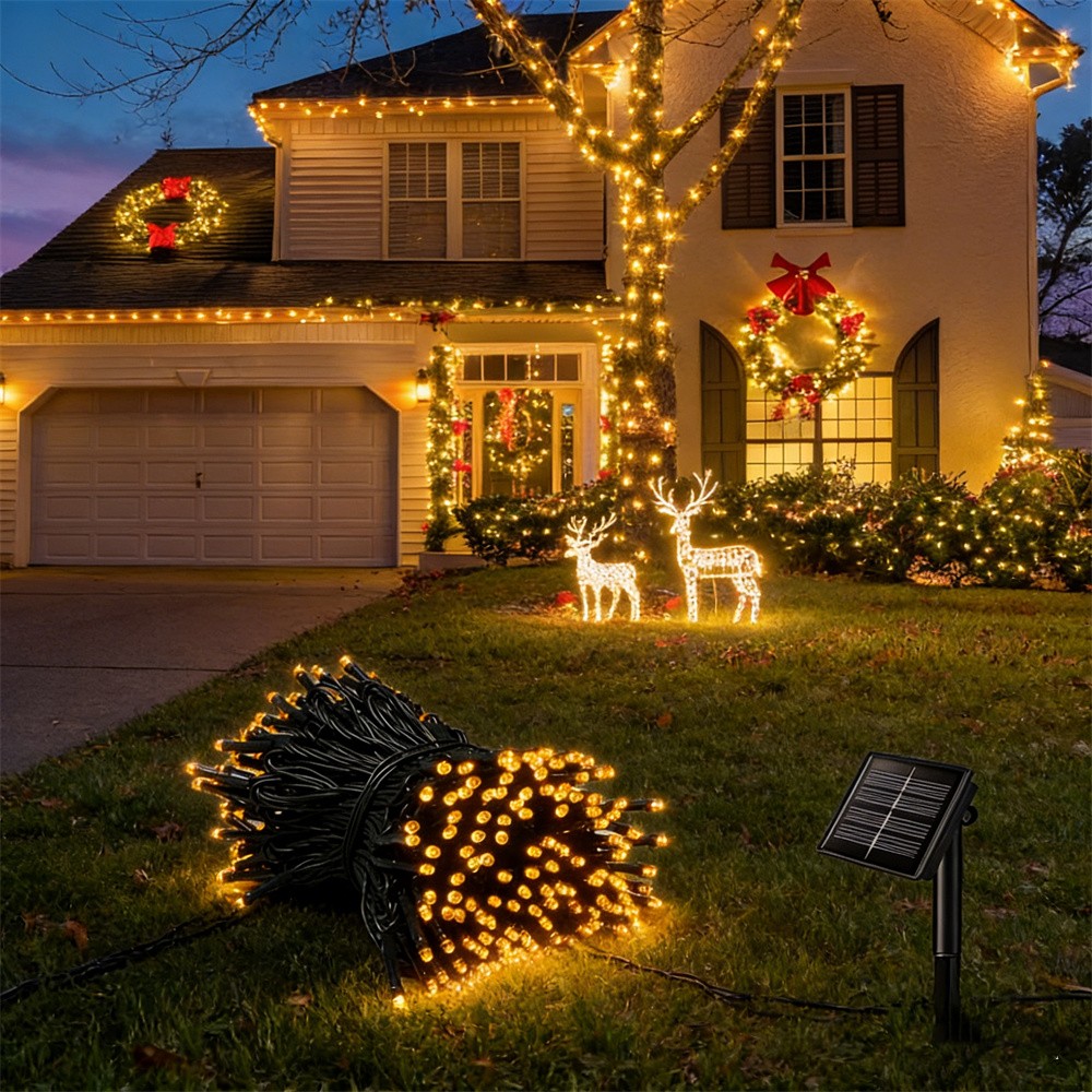Solar String Light Fairy Outdo - Xmas Outdoor Lighting Decorations のレビューと価格