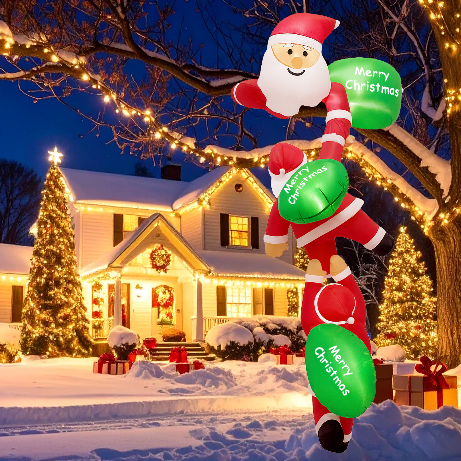8FT Christmas Inflatable Outdo - Xmas Outdoor Lighting Decorations のレビューと価格