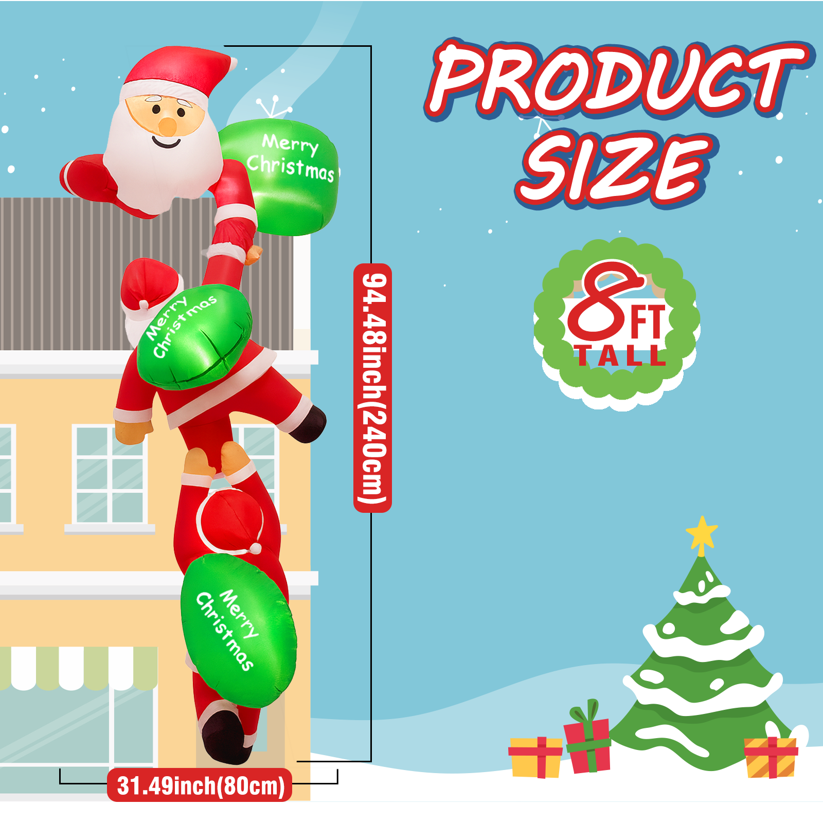 8FT Christmas Inflatable Outdo - Xmas Outdoor Lighting Decorations のレビューと価格