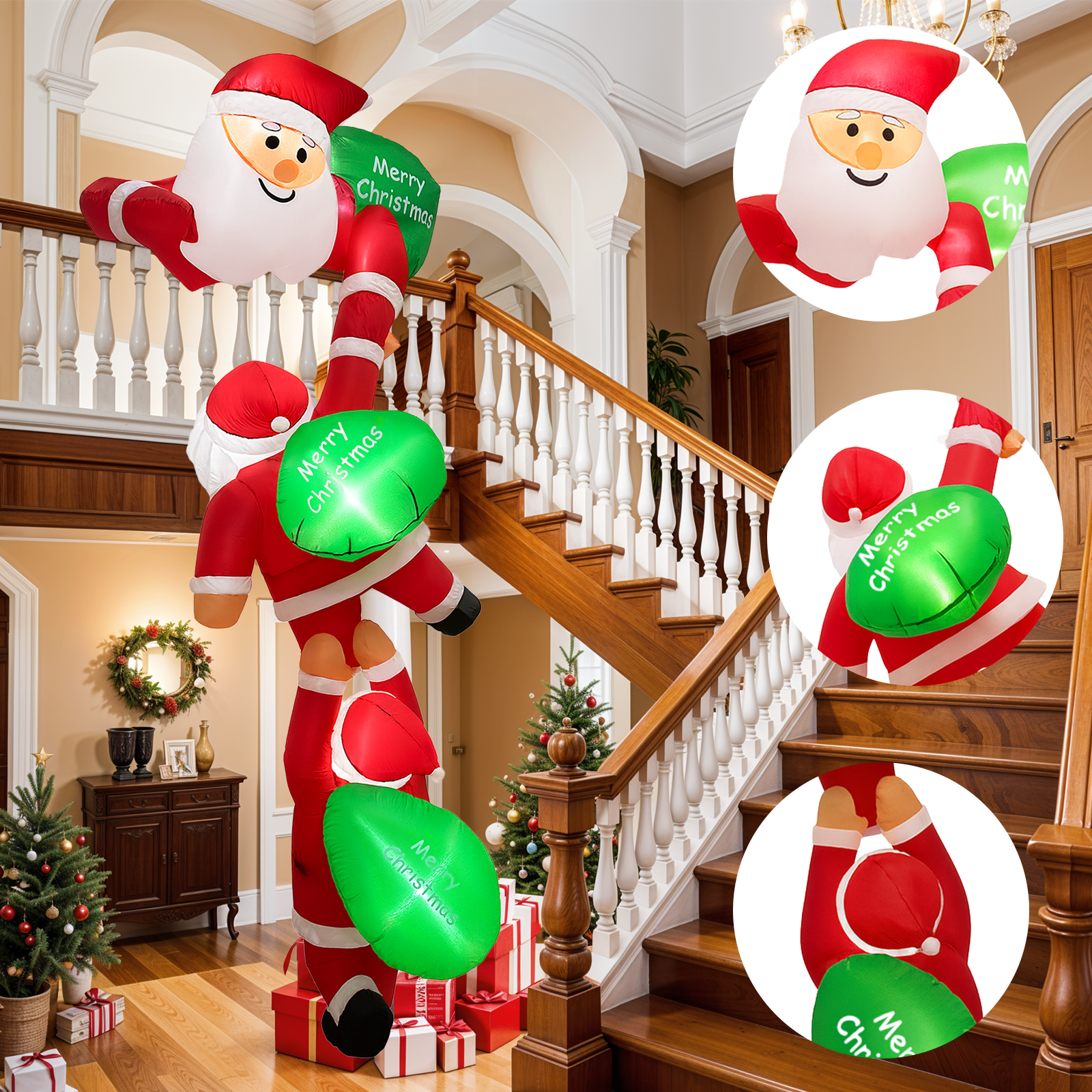 8FT Christmas Inflatable Outdo - Xmas Outdoor Lighting Decorations のレビューと価格