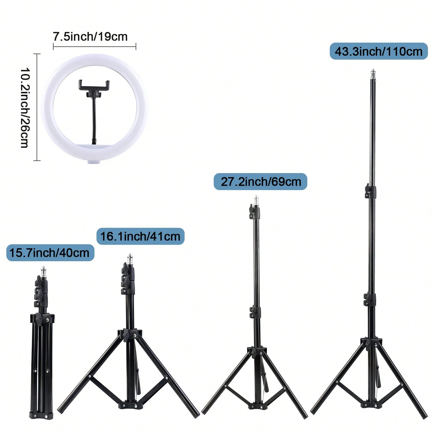 10 Inch 3 Color Modes LED Ring - Outdoor Lighting Kit Photography のレビューと価格