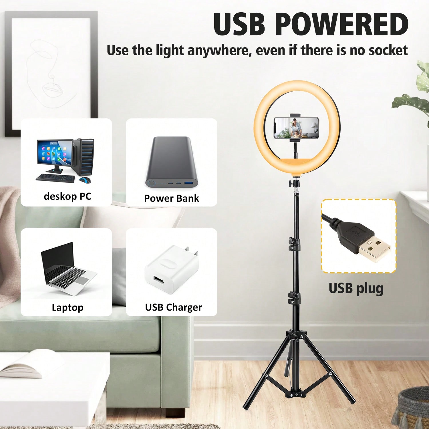 10 Inch 3 Color Modes LED Ring - Outdoor Lighting Kit Photography のレビューと価格