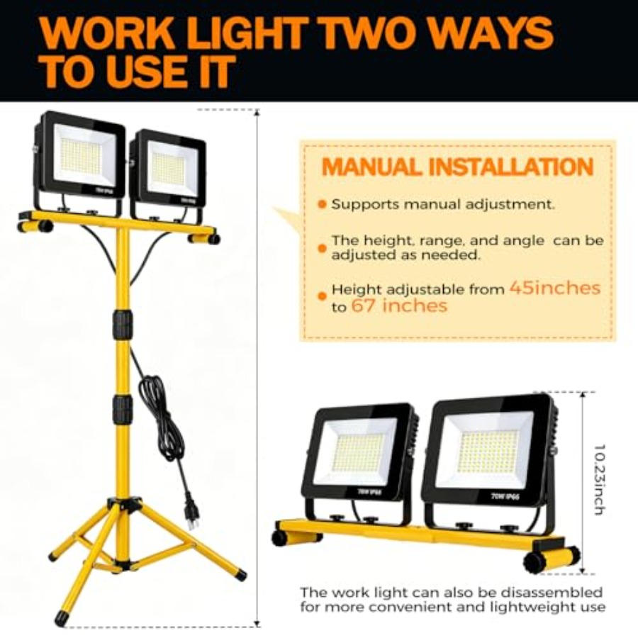 LED Work Lights with Stand, 21 - Outdoor Lighting Kelvin のレビューと価格