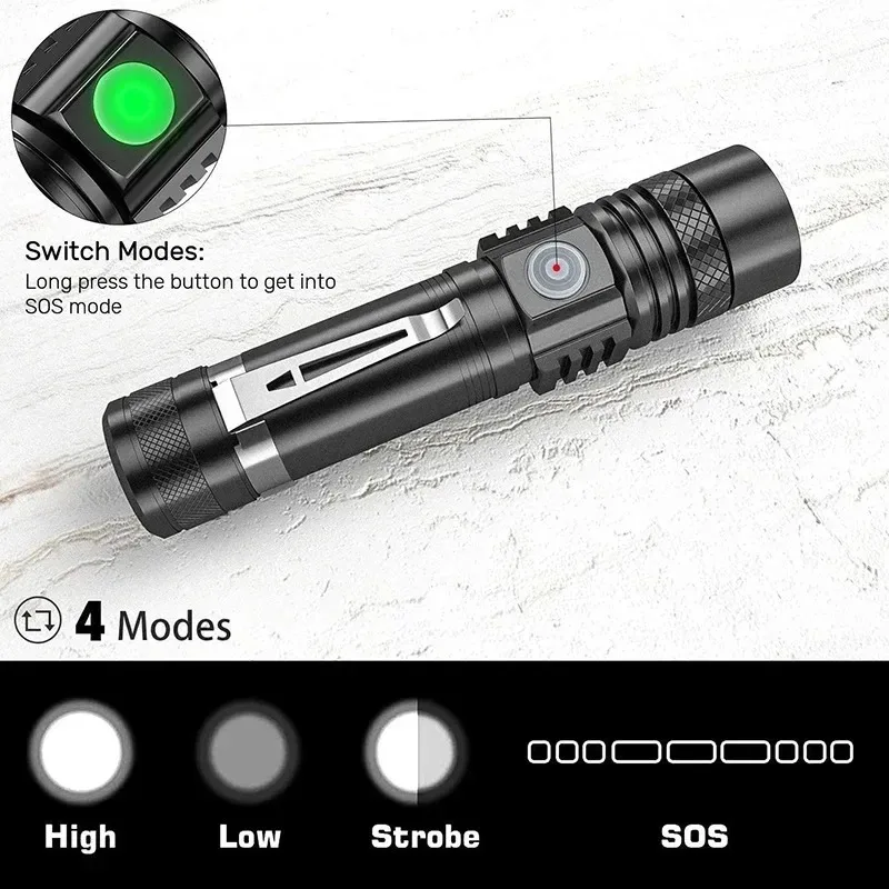 T6 LED Rechargeable Flashlight - Outdoor Lighting Beacon のレビューと価格