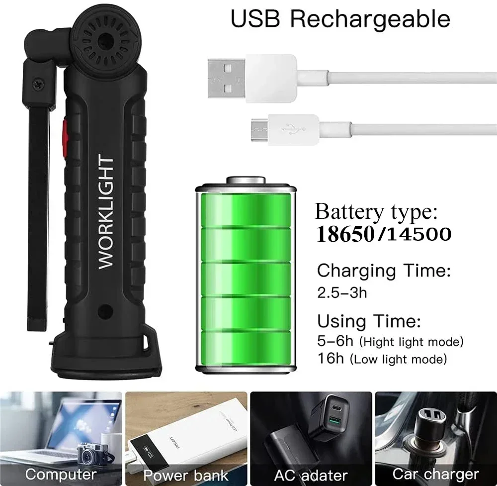 LED COB Flashlight USB Recharg - Outdoor Lighting Beacon のレビューと価格