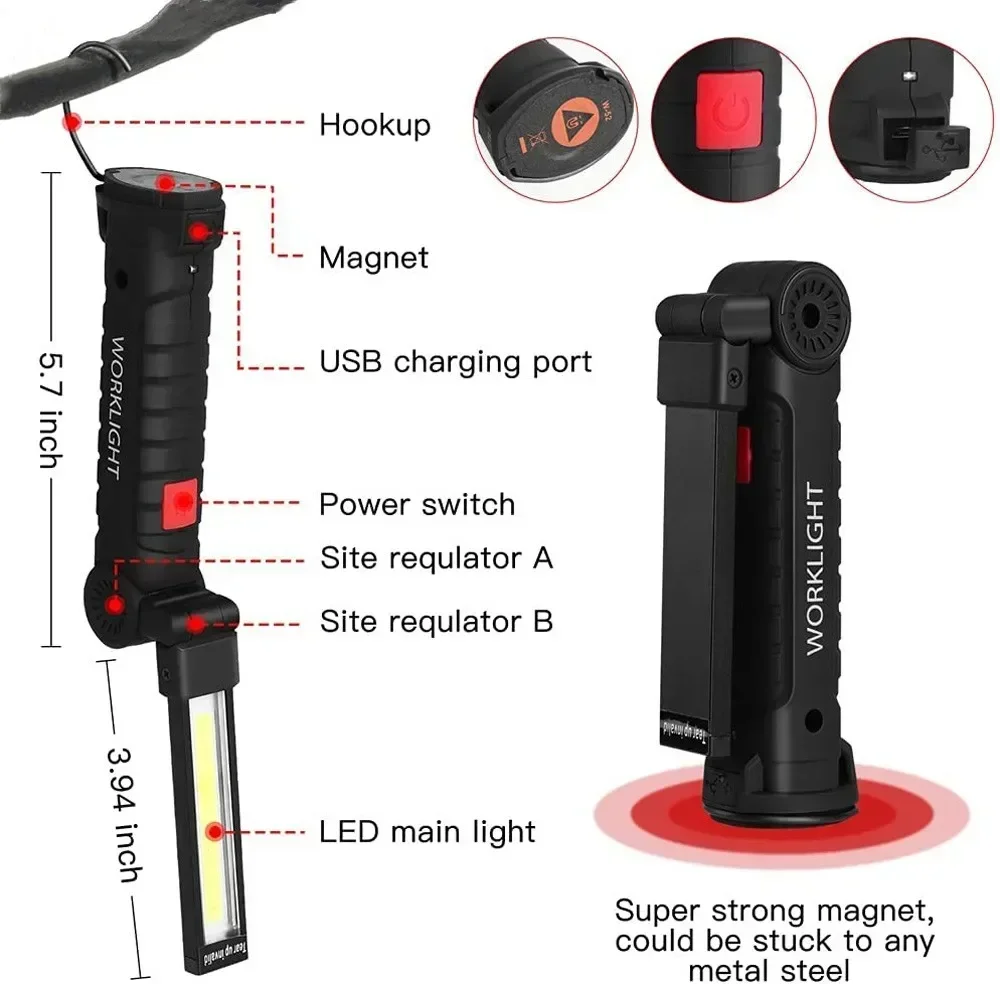 LED COB Flashlight USB Recharg - Outdoor Lighting Beacon のレビューと価格
