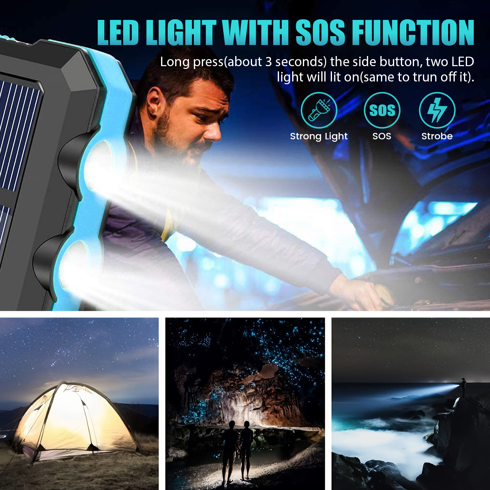 10000mAh Solar Power Bank Port - Outdoor Lighting Led Fixtures のレビューと価格