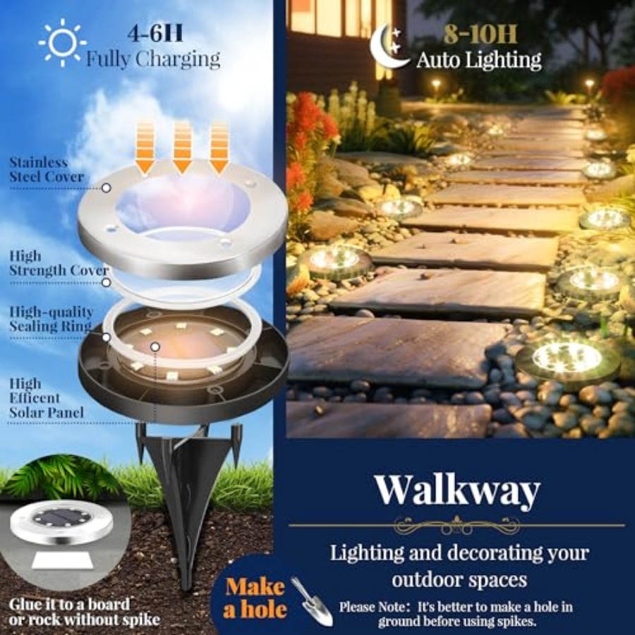 Solar Ground Lights Solar Ligh - Outdoor Lighting Ground のレビューと価格
