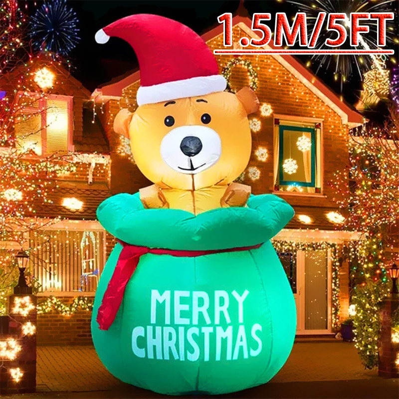 5FT Christmas Inflatable Decor - Xmas Outdoor Lighting Decorations のレビューと価格